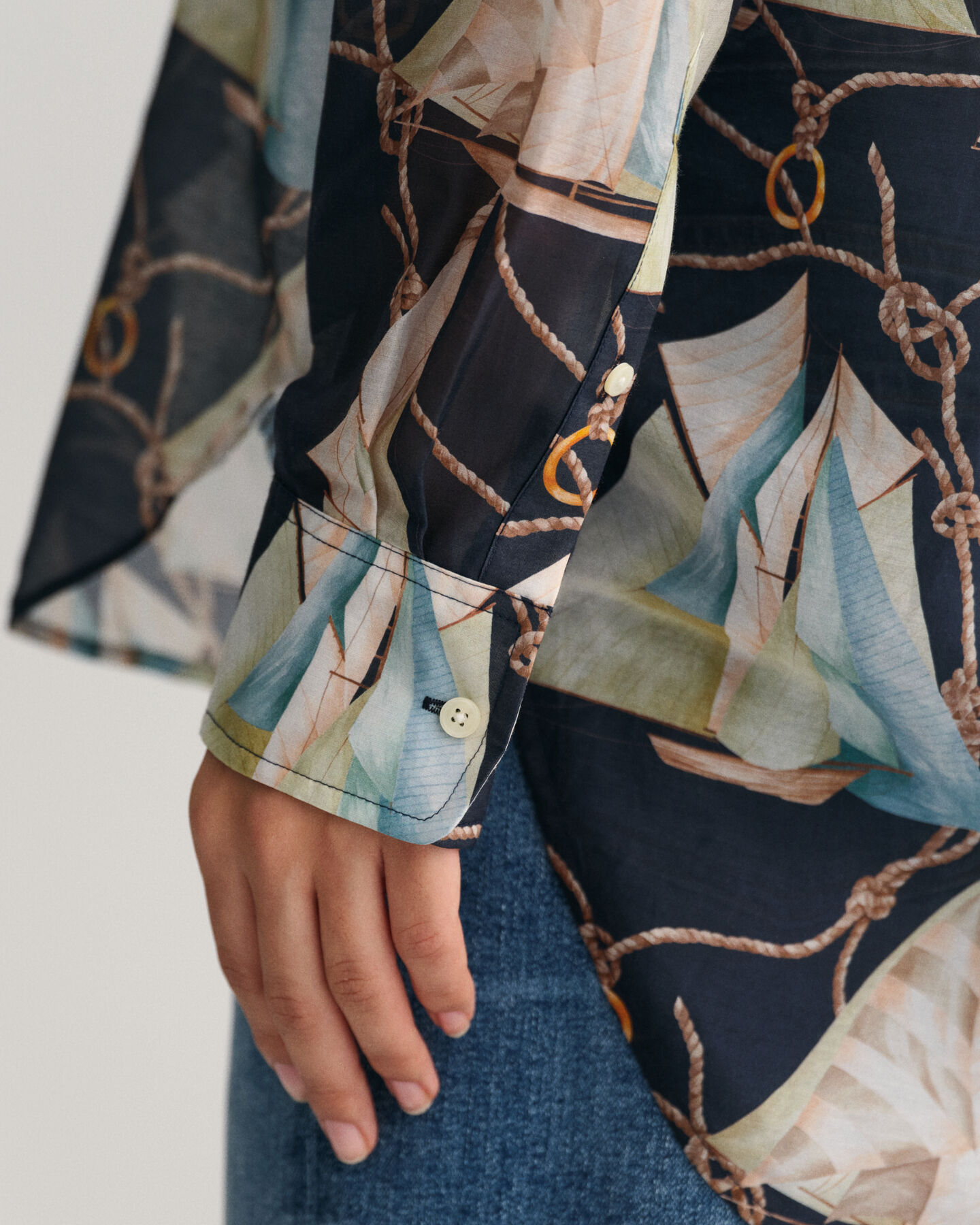 Relaxed Fit Saling Print Cotton Silk Shirt