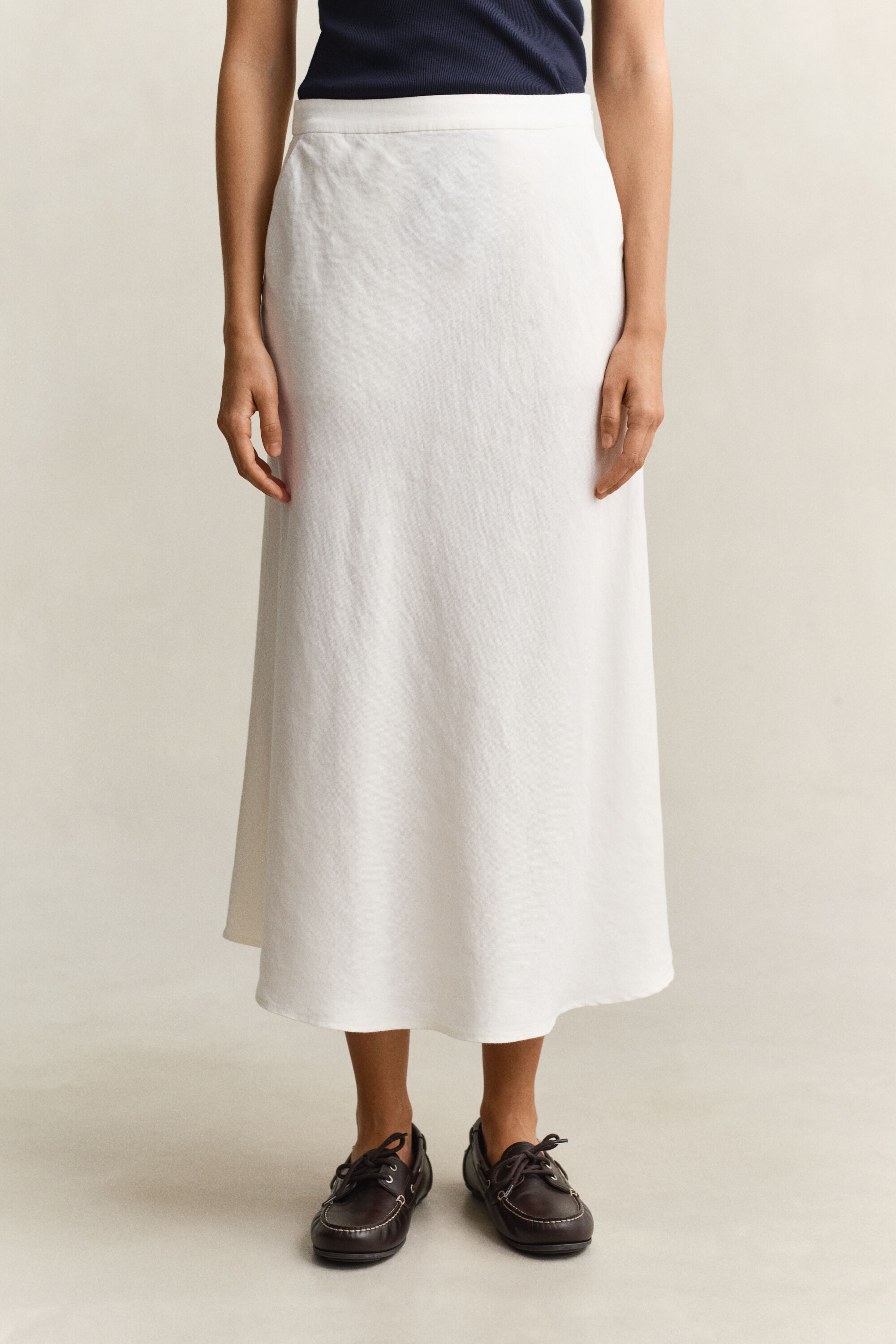 Flared Linen Blend Skirt