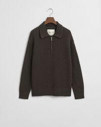 Textured Cotton Half-Zip Sweater