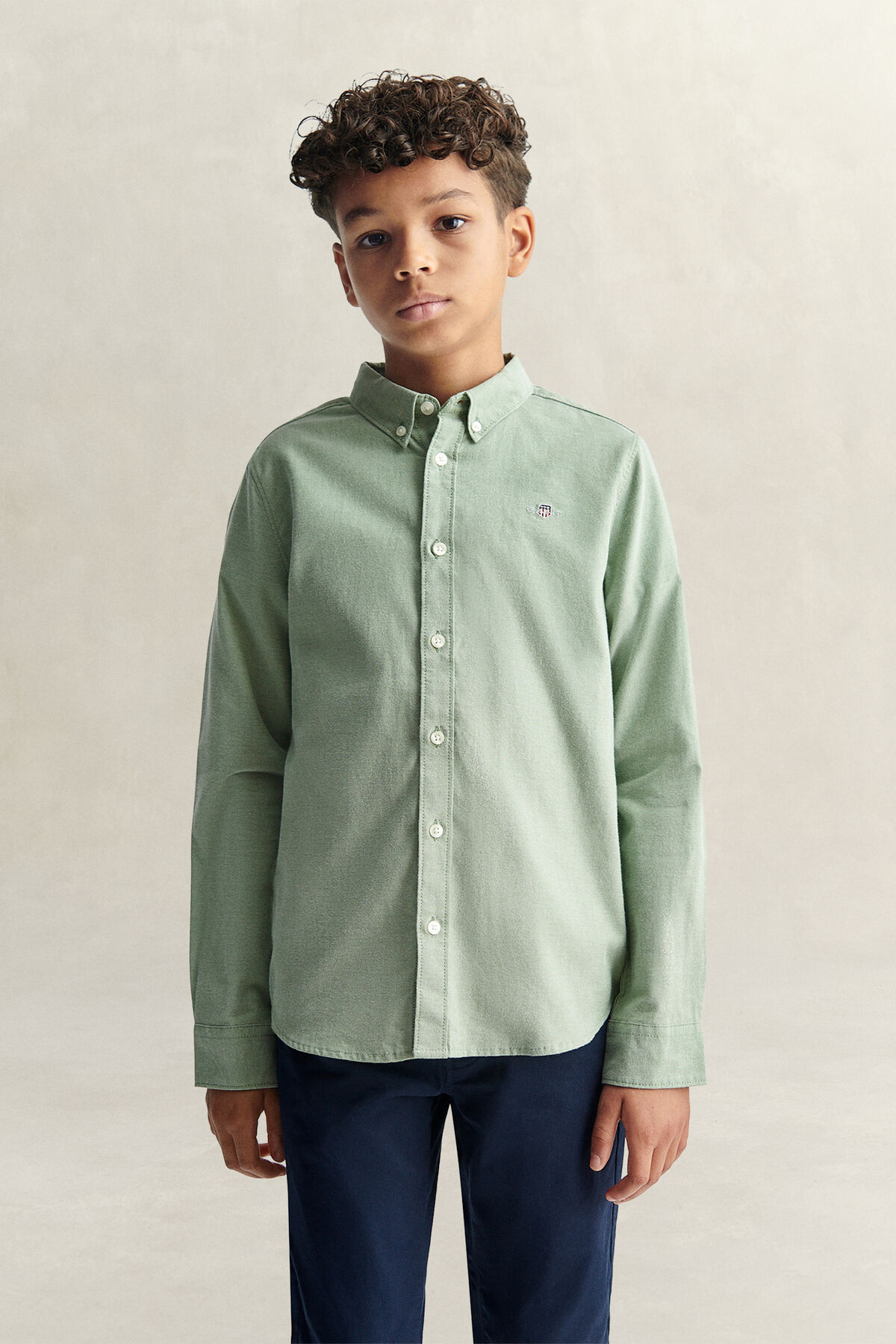 Teen Boys Shield Oxford Shirt — DARK MOSS GREEN