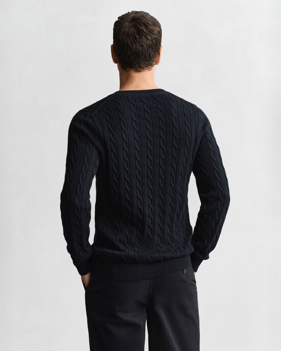 Cotton Cable Knit Crew Neck Sweater
