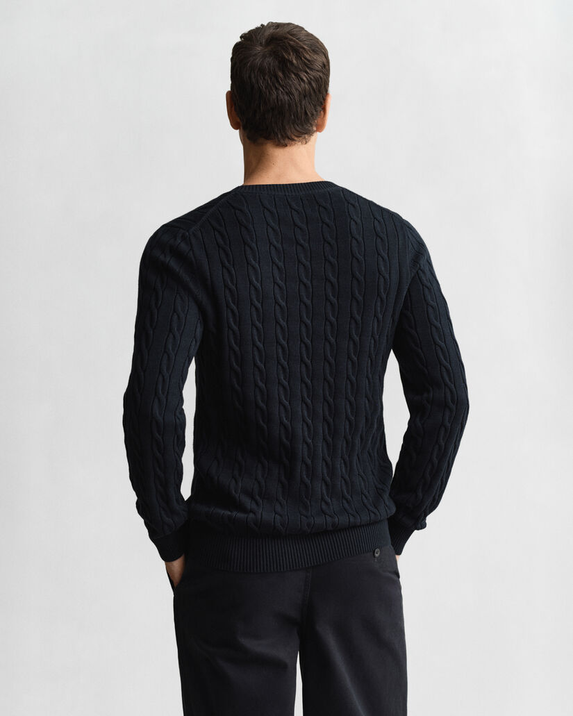 Cotton Cable Knit Crew Neck Sweater