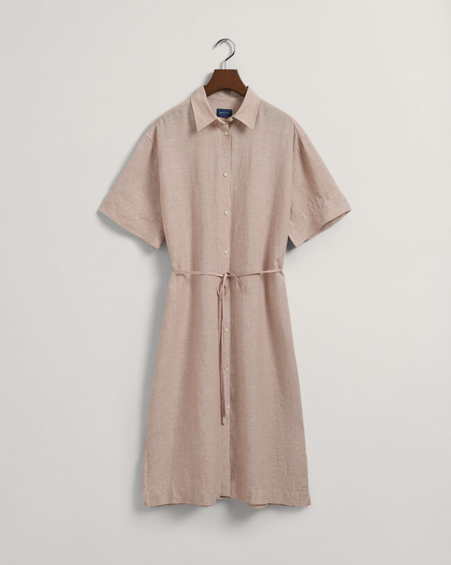 Linen Short Sleeve Shirt Dress