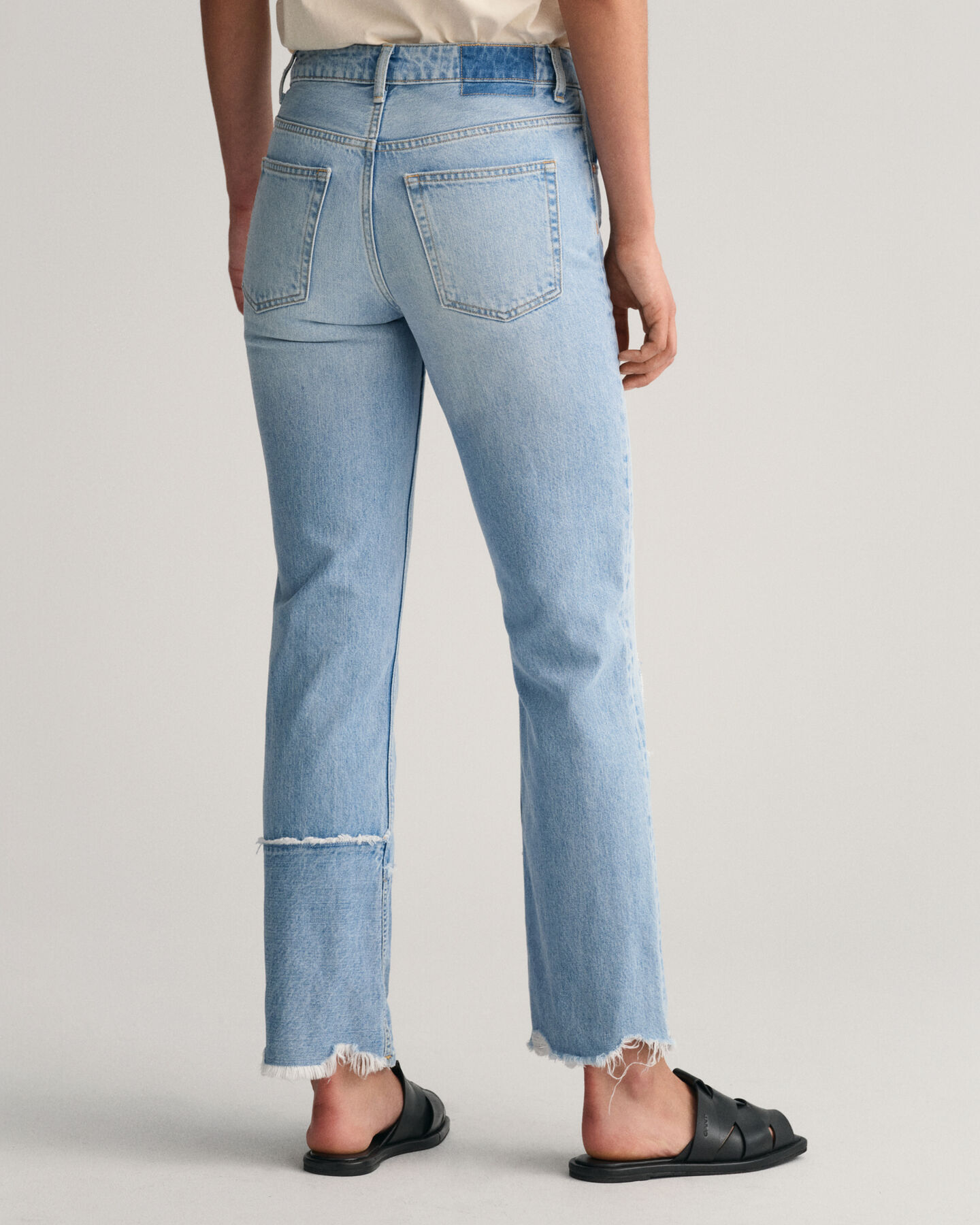 High-Waisted Straight Leg Patchwork Jeans