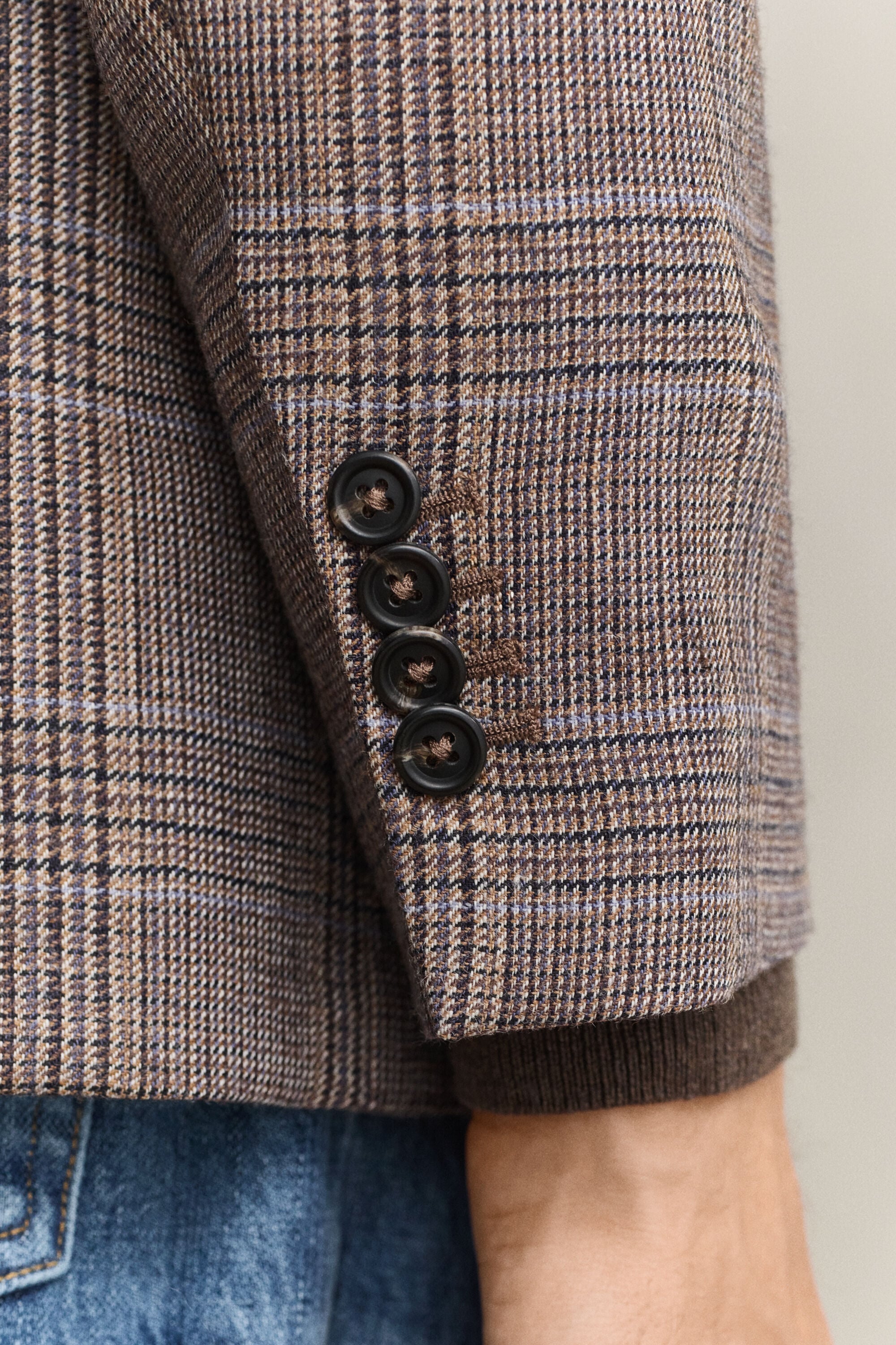 Checked Wool Suit Jacket