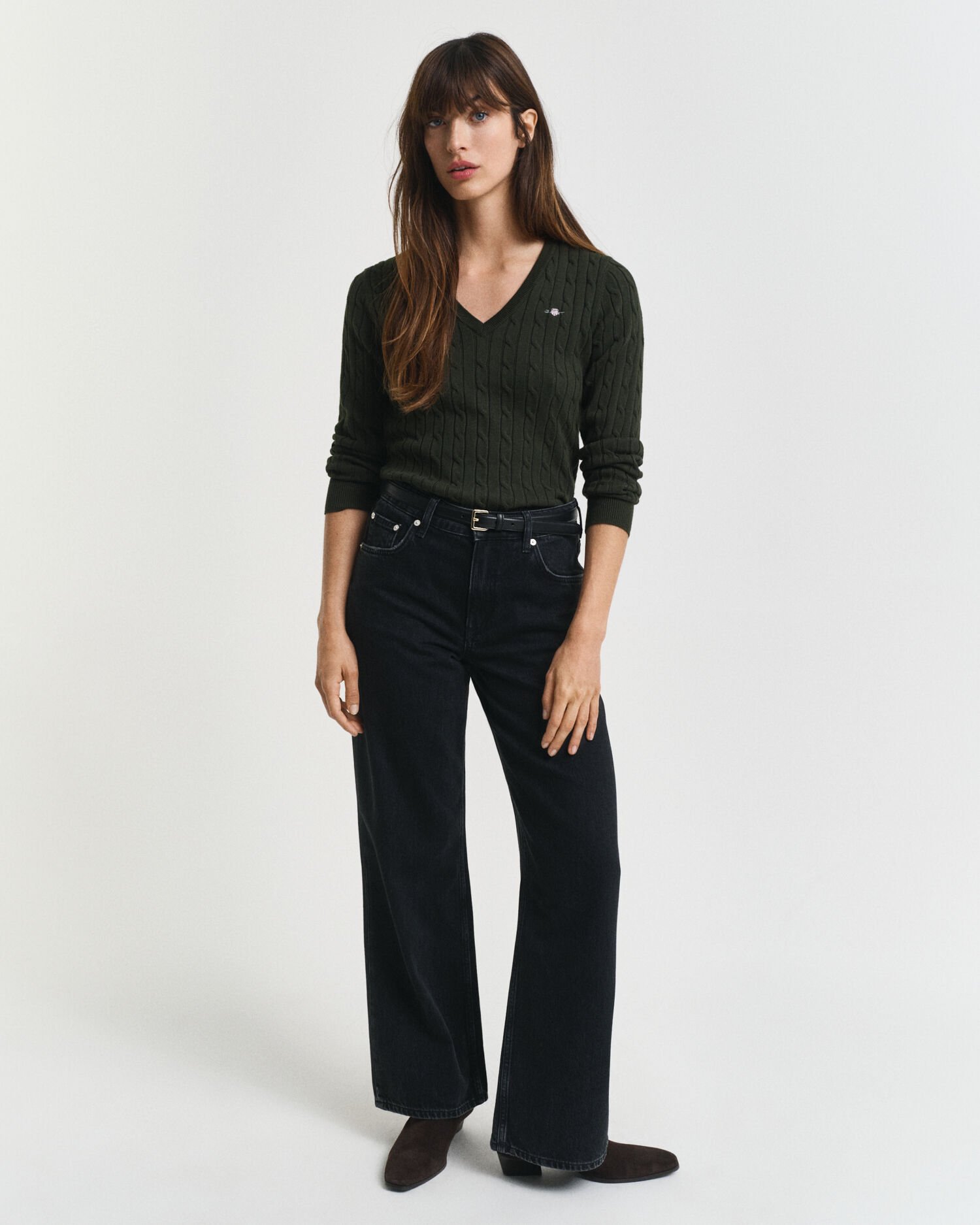 Cable Knit V-Neck Sweater