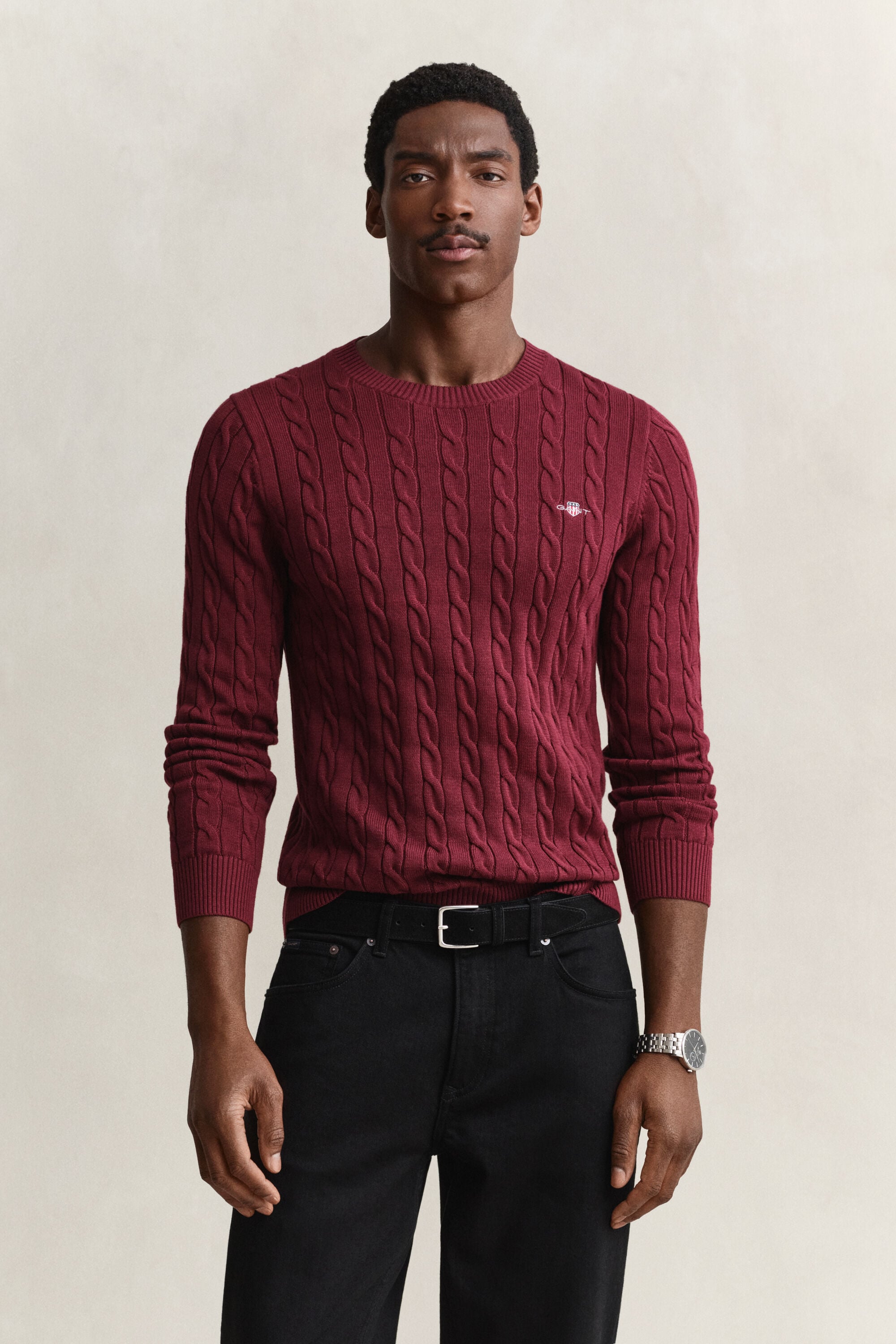 Cotton Cable Knit Crew Neck Sweater