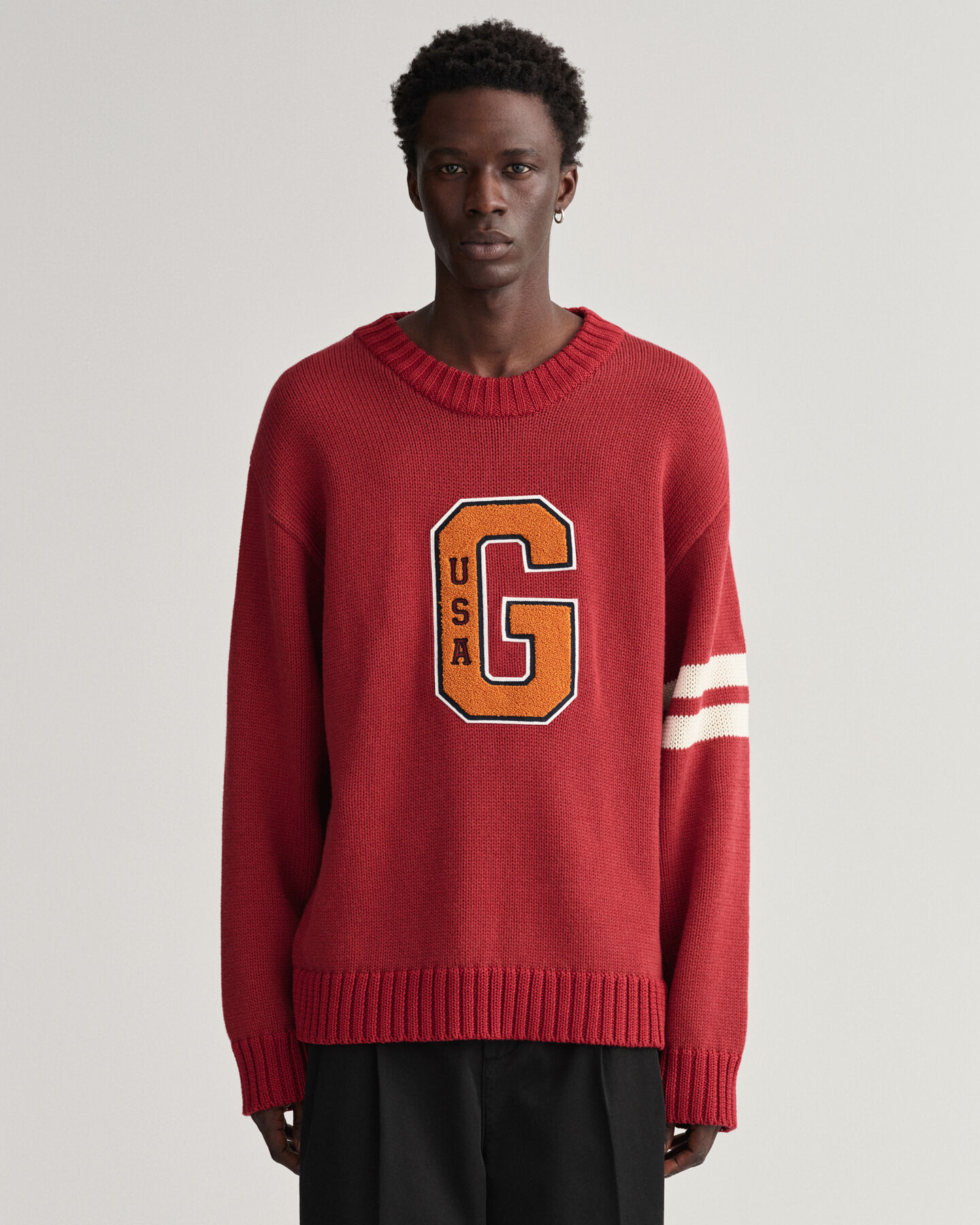 Oversized Letterman Crew Neck Sweater
