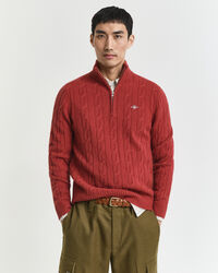 Lambswool Cable Knit Half-Zip Sweater
