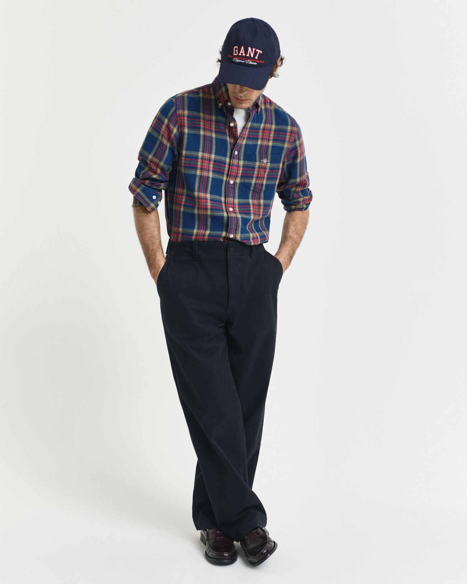 Regular Fit Checked Indigo Twill Shirt