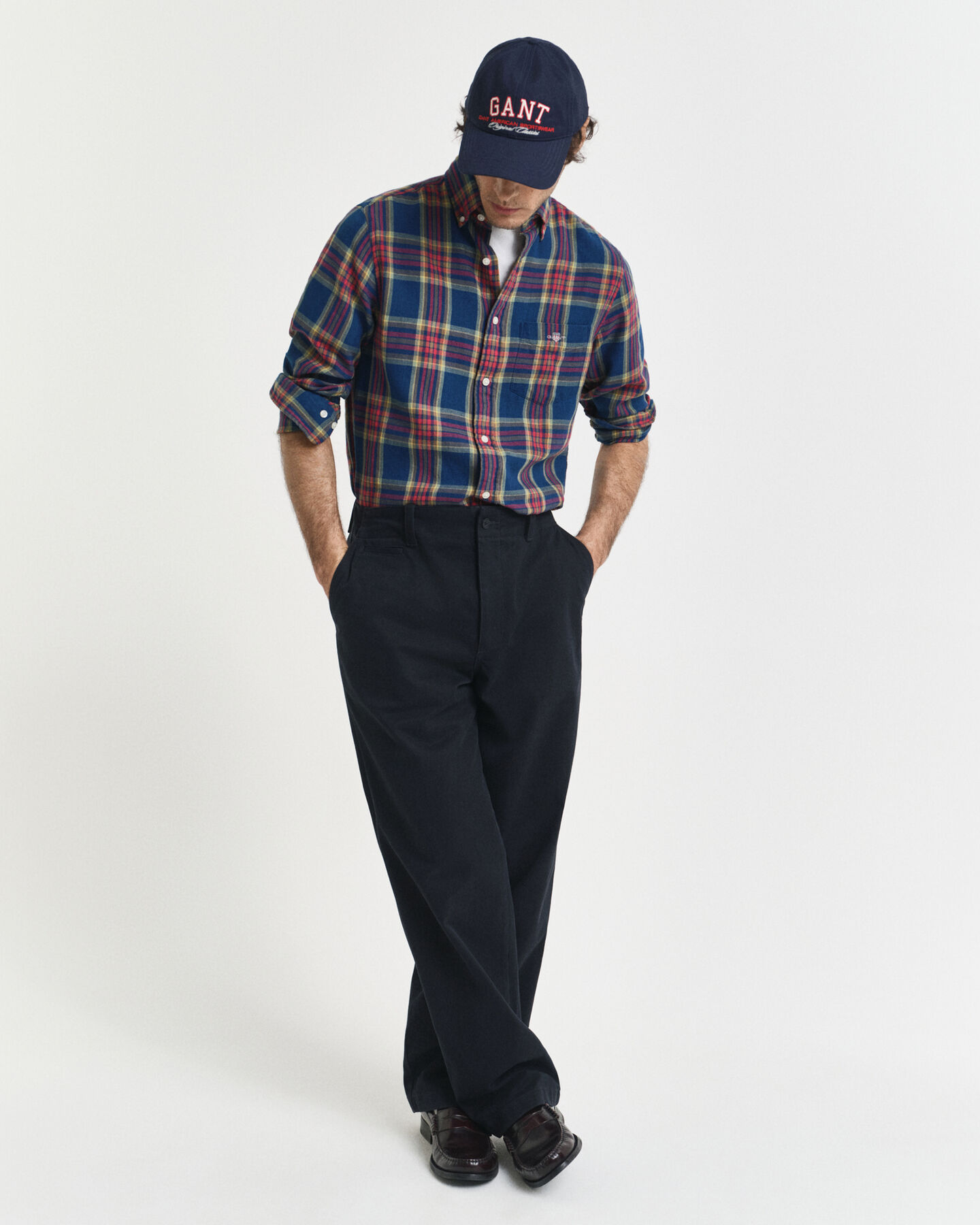 Regular Fit Checked Indigo Twill Shirt