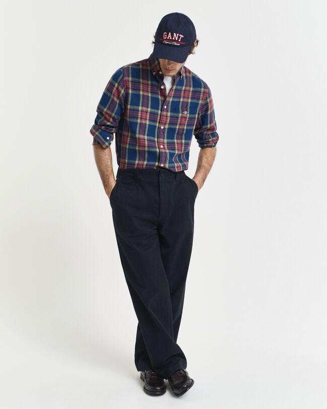 Regular Fit Checked Indigo Twill Shirt