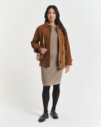 Stretch Cotton Cable Knit Crew Neck Dress