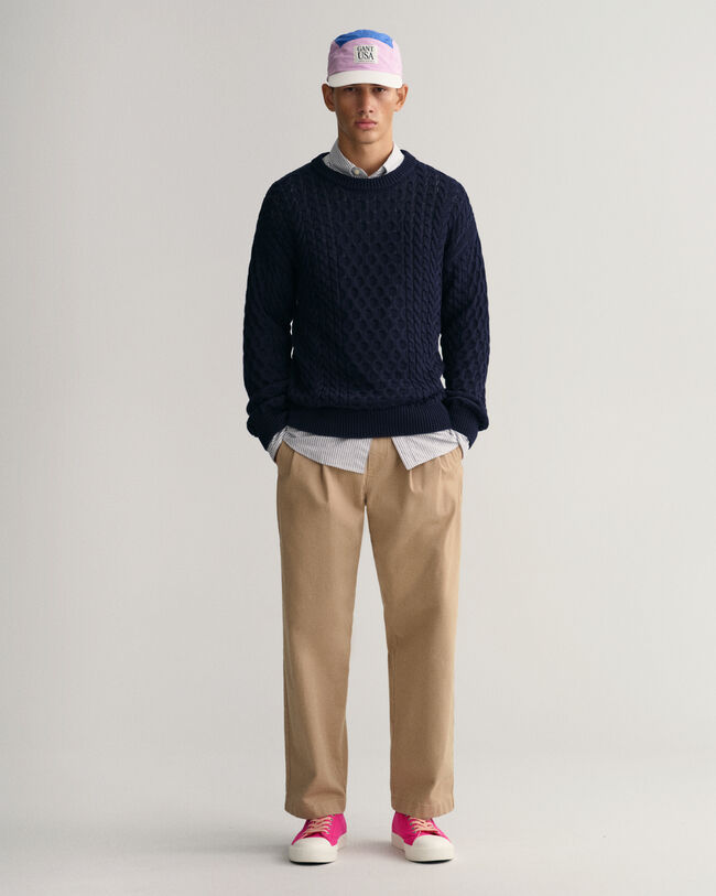 Cotton Cable Knit Crew Neck Sweater