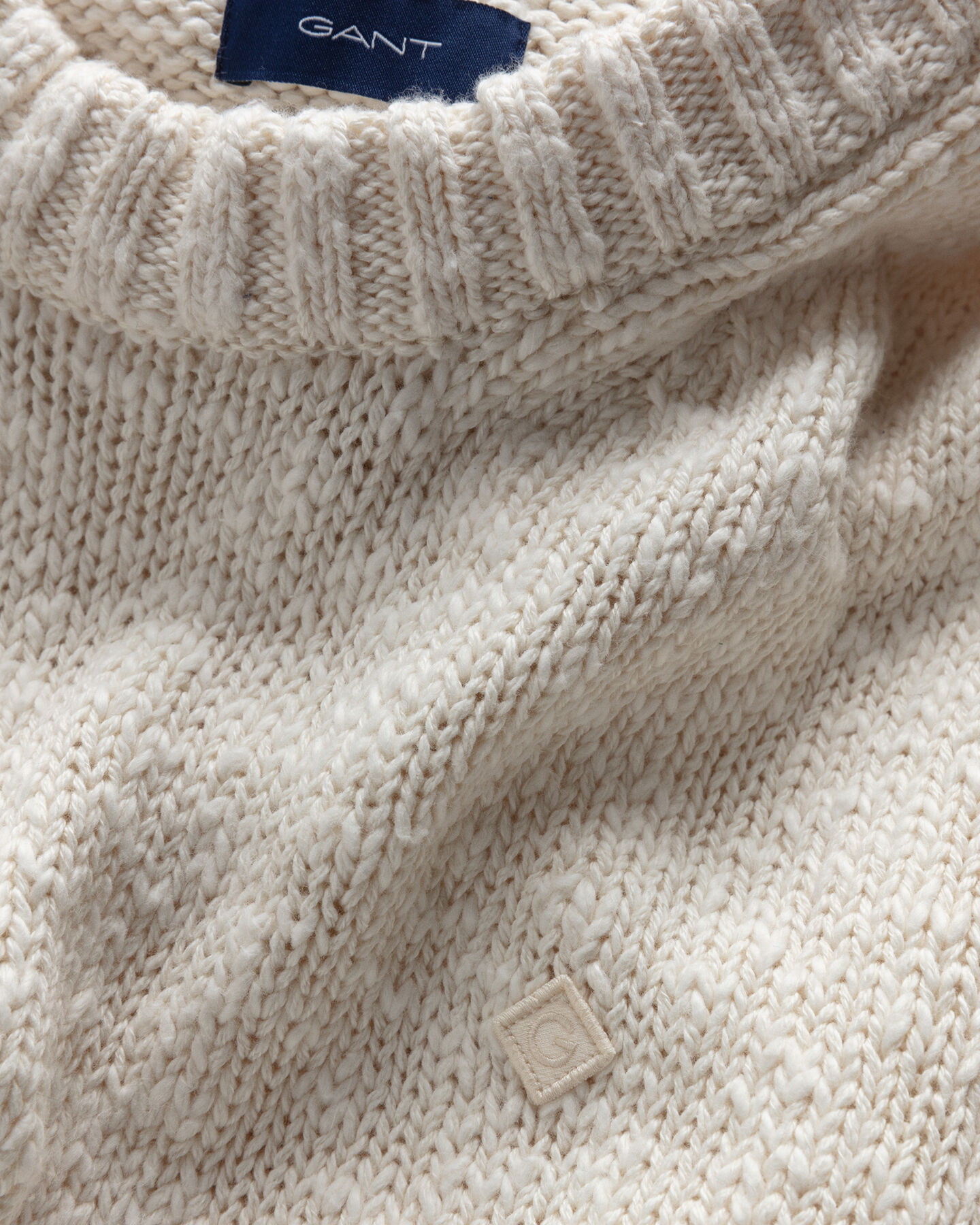 Relaxed Fit Slub Cotton Crew Neck Sweater