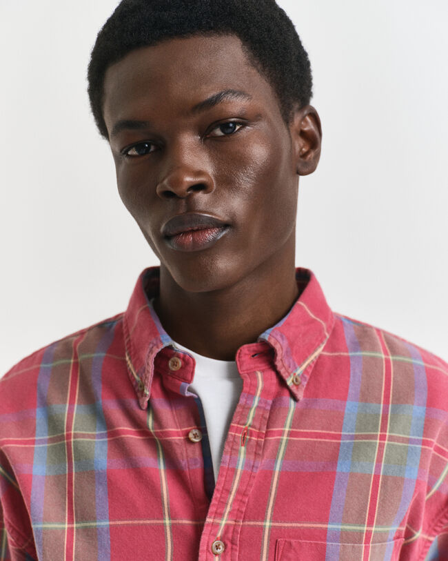 Oversized Washed Twill Checked Shirt