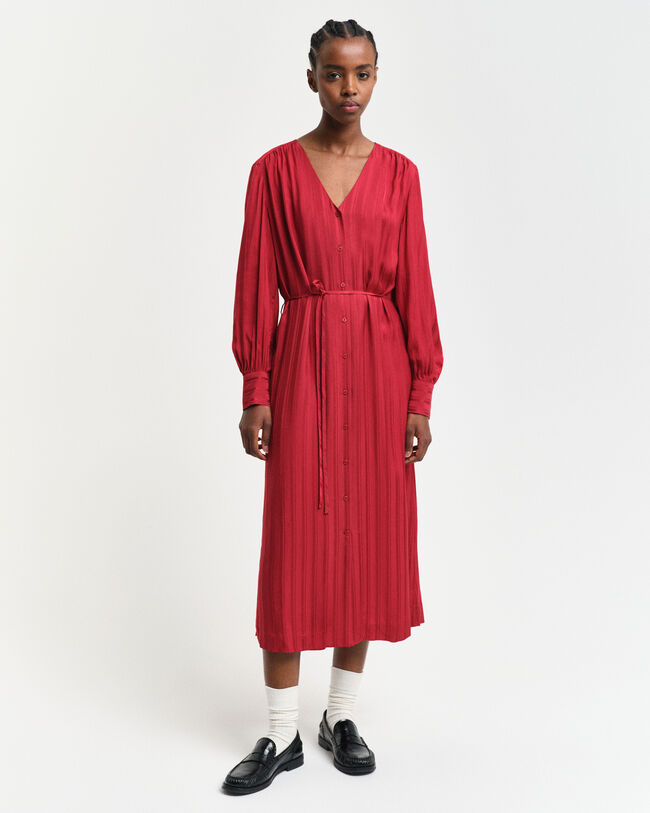 Striped Satin Shirt Dress