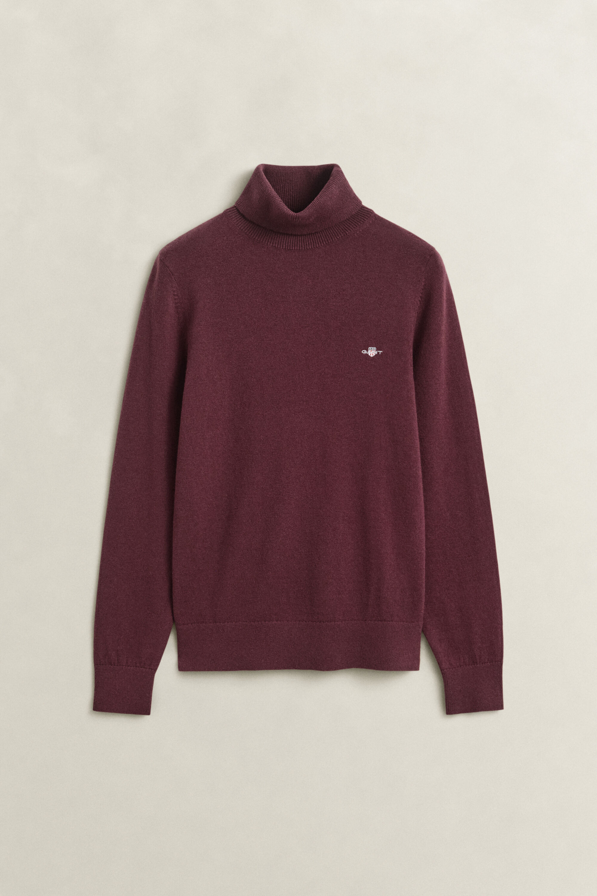Wool Cotton Turtleneck Sweater — DARKENED WINE