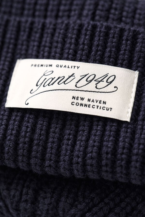 Ribbed Logo Beanie — EVENING BLUE