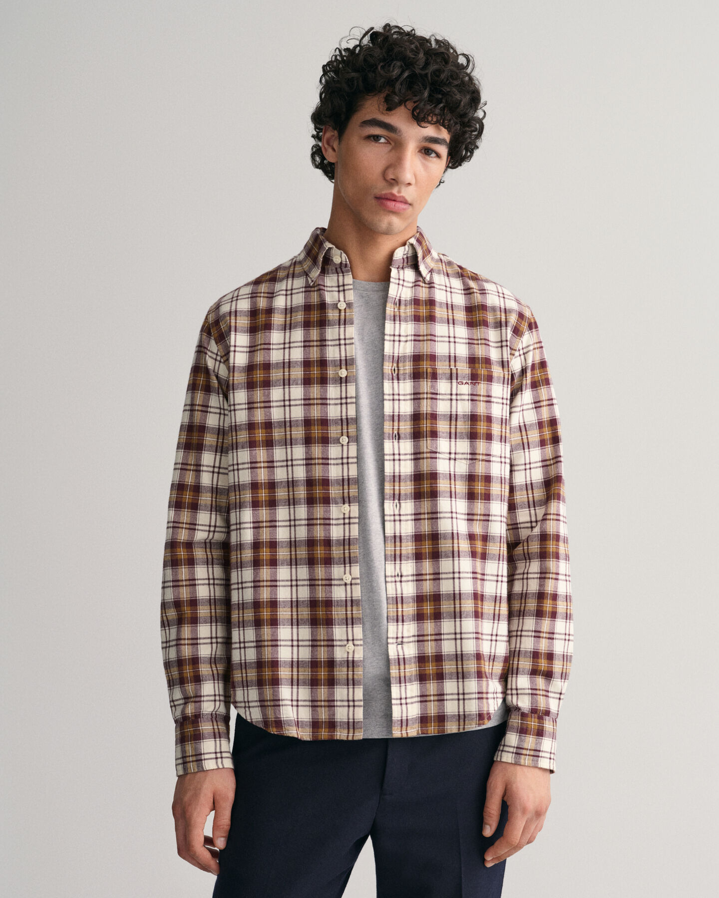 Regular Fit Checked Brushed Oxford Shirt