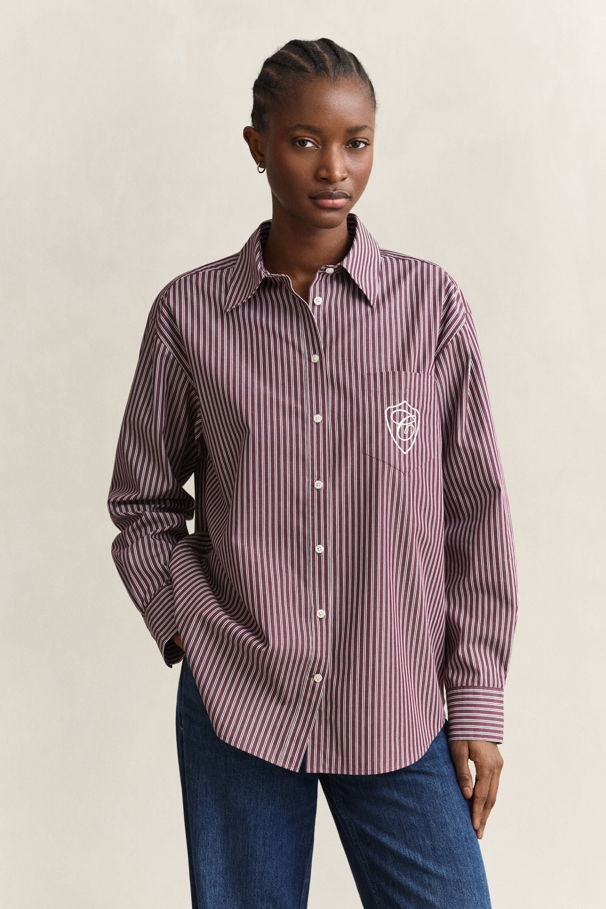 Relaxed Fit Striped Classic Poplin Shirt