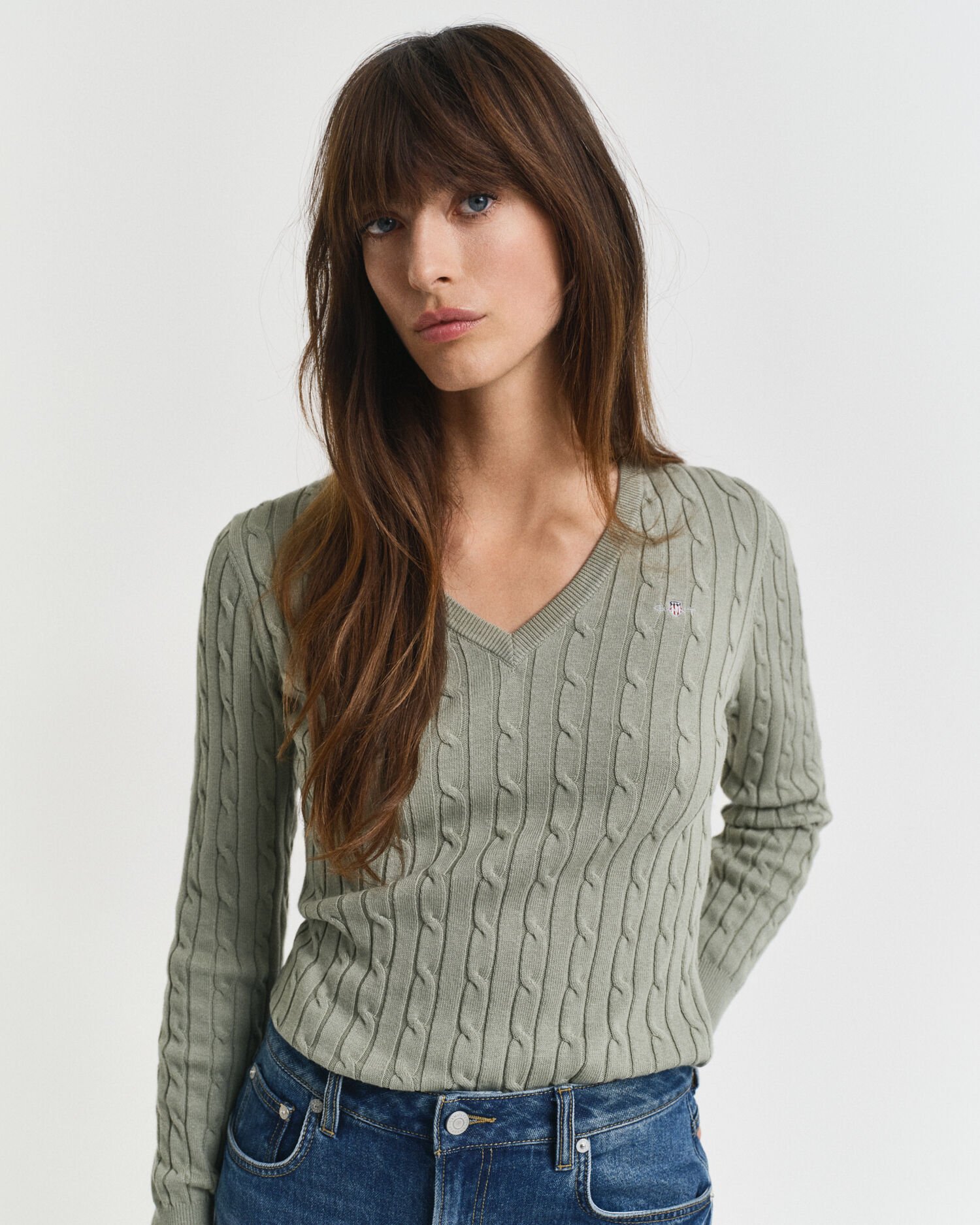 Cable Knit V-Neck Sweater