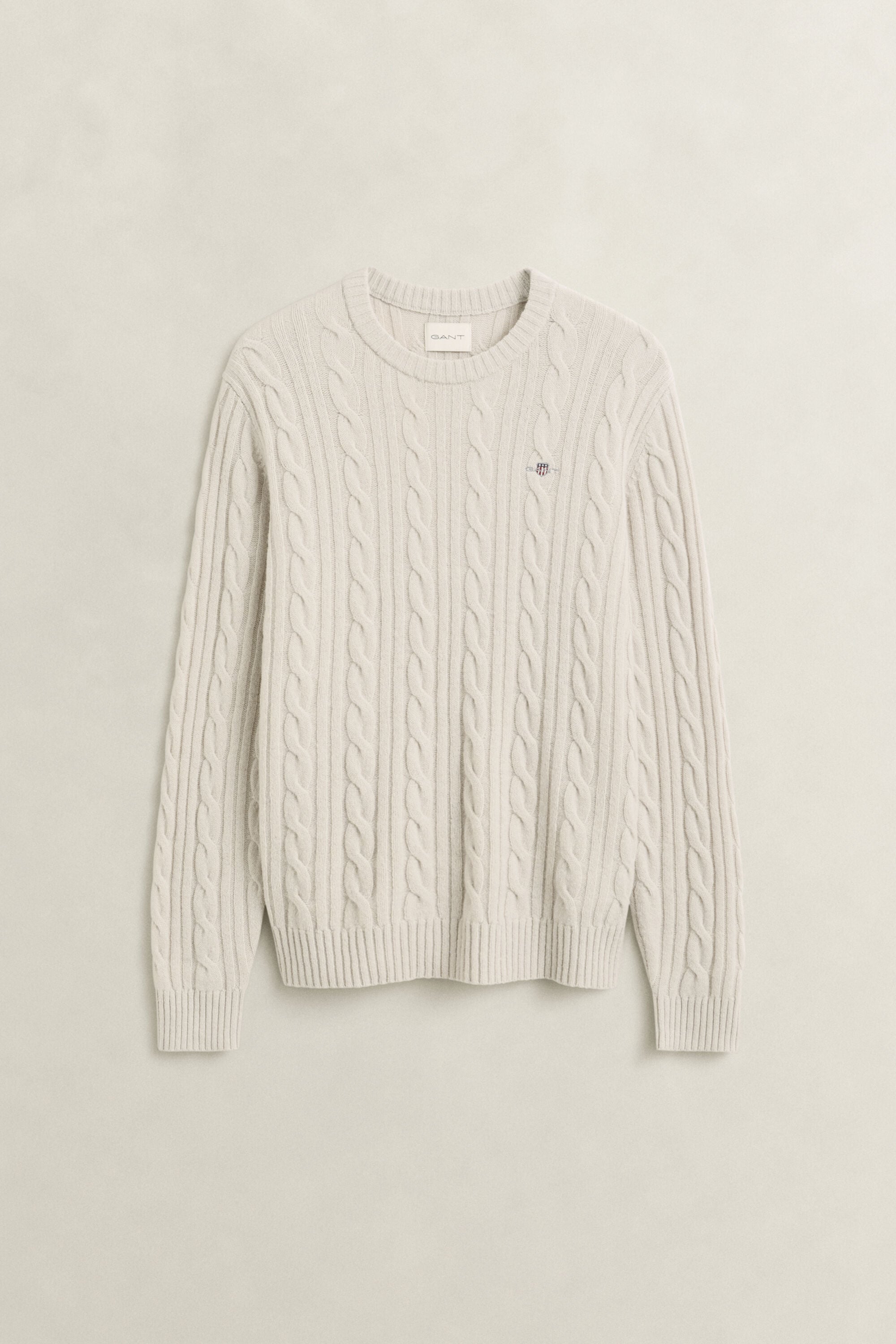Lambswool Cable Knit Crew Neck Sweater
