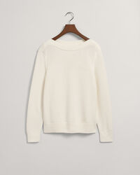 Textured Cotton Boat Neck Sweater