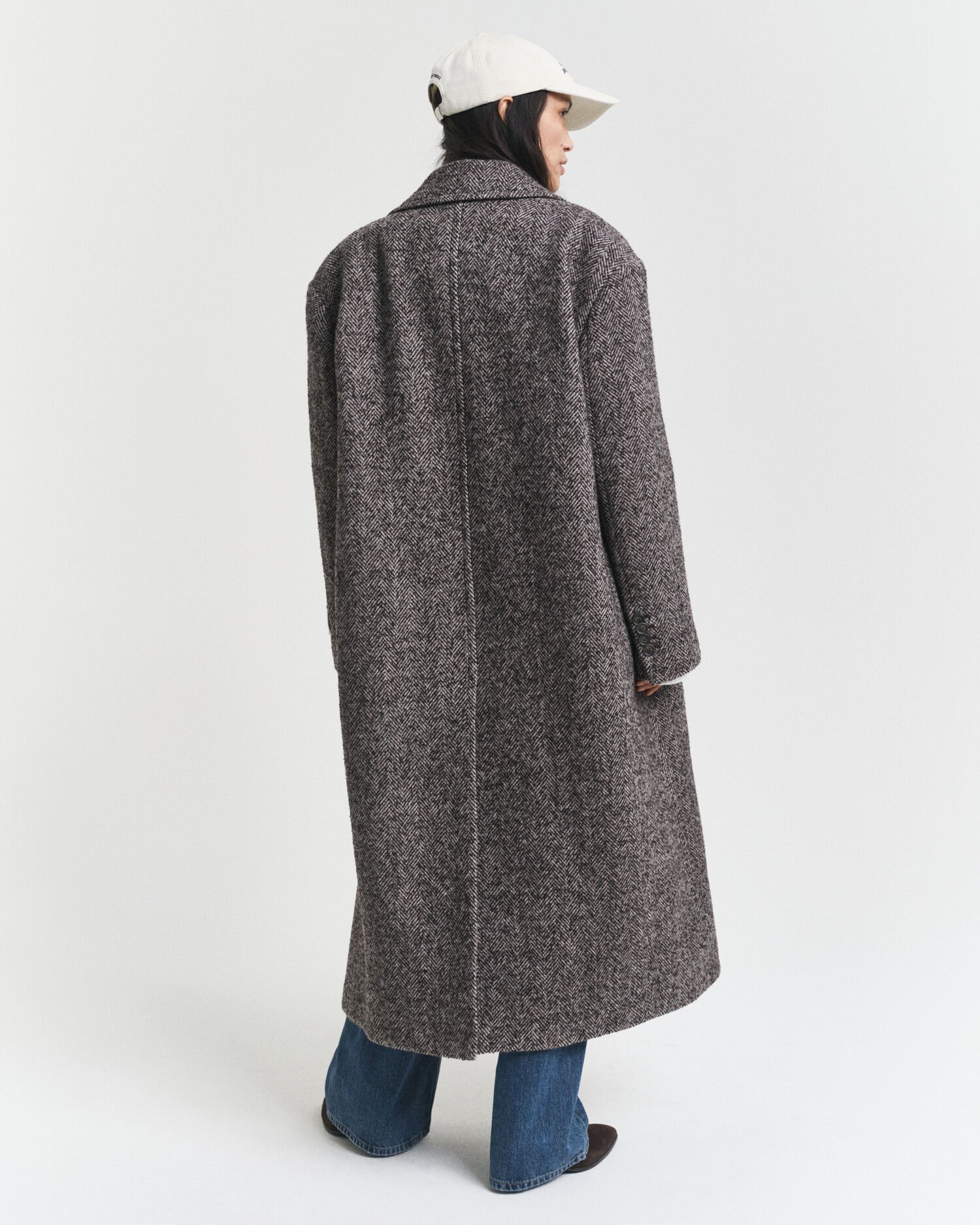 Herringbone Wool Blend Overcoat