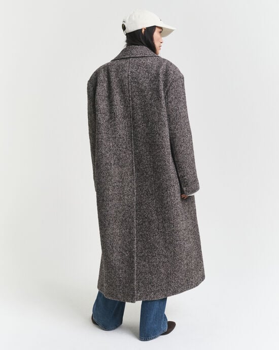 Herringbone Wool Blend Overcoat