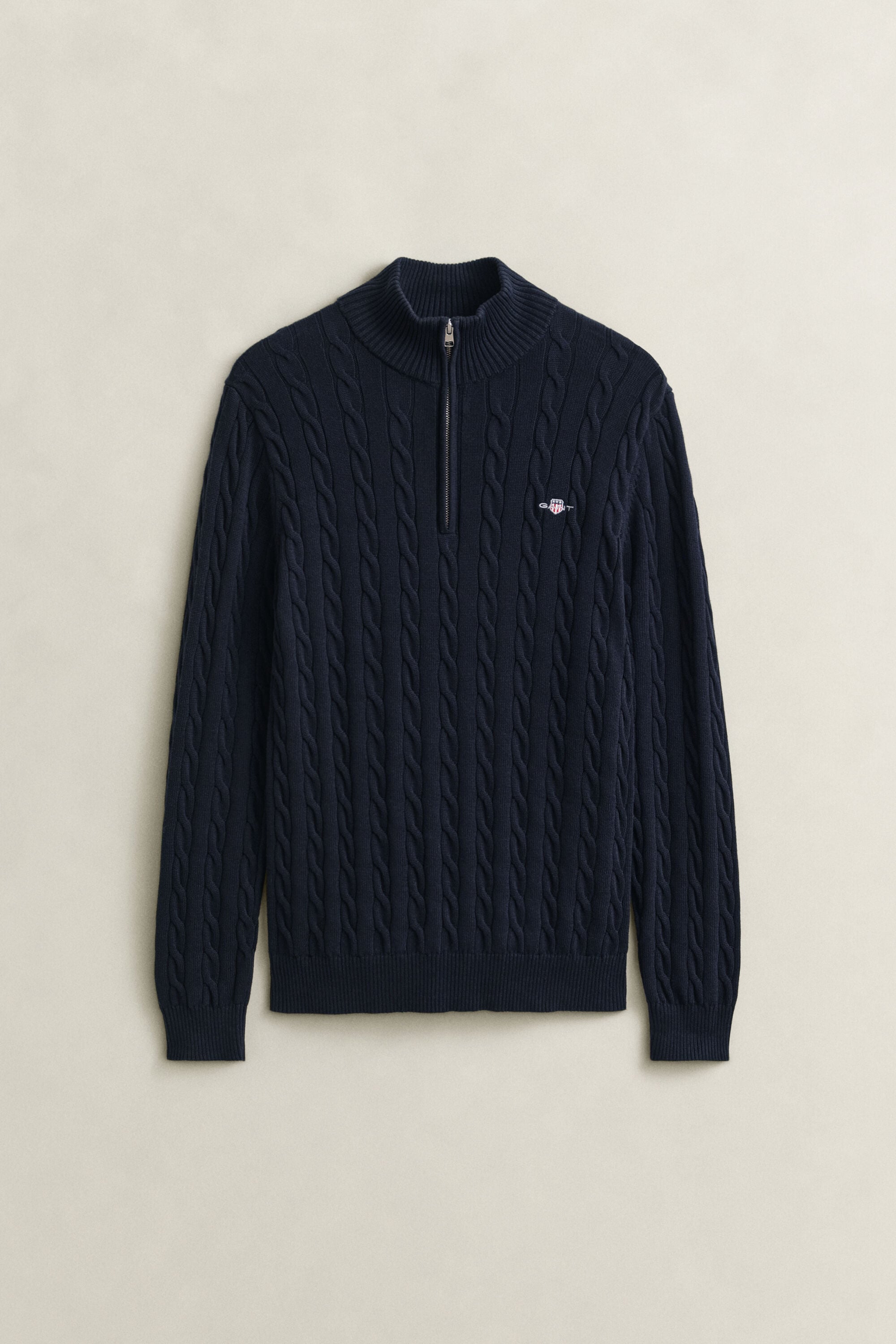 Cotton Cable Knit Half-Zip Sweater