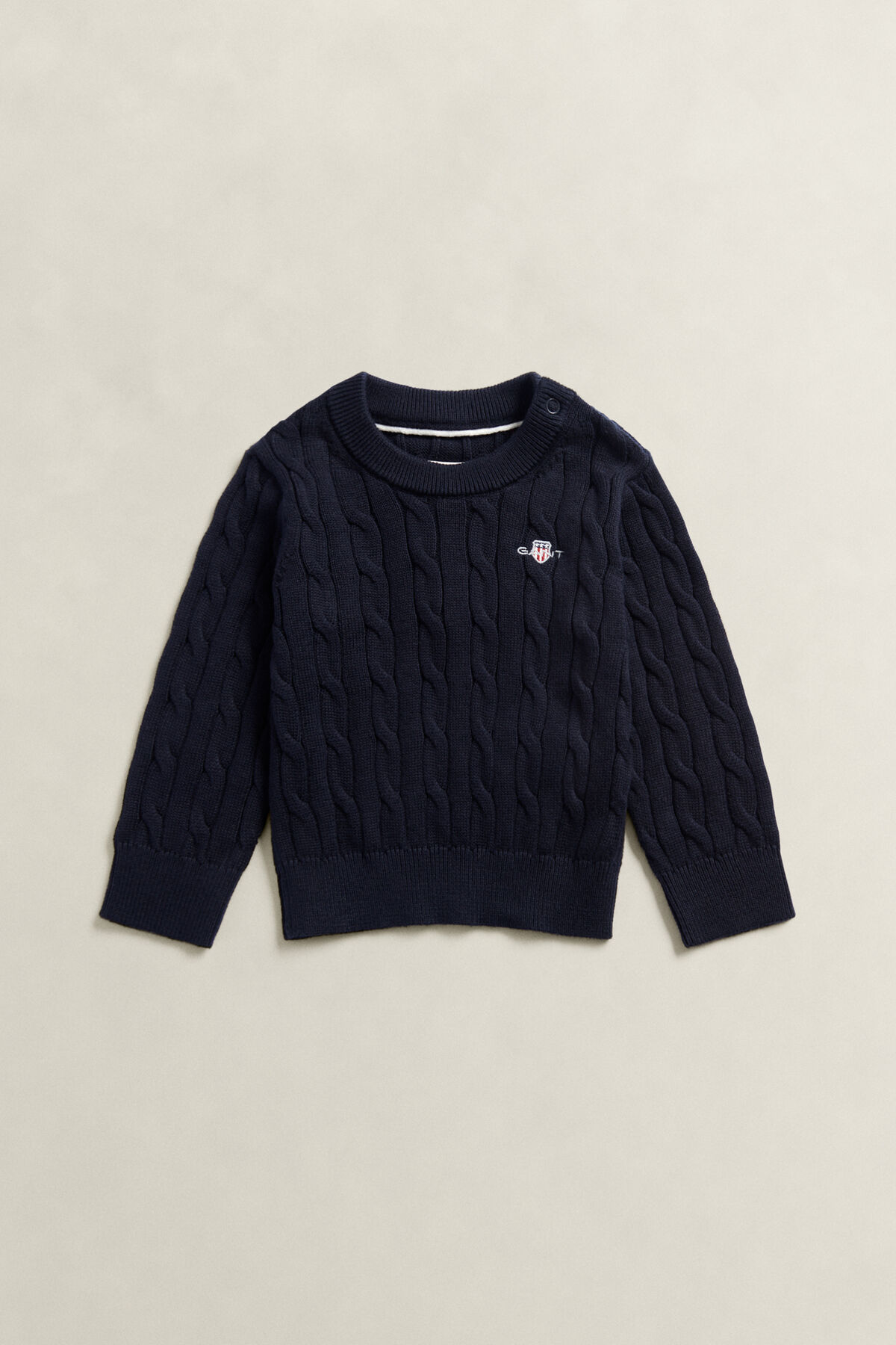 Boys Shield Cable Knit Sweater — EVENING BLUE