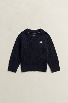 Boys Shield Cable Knit Sweater — EVENING BLUE 2