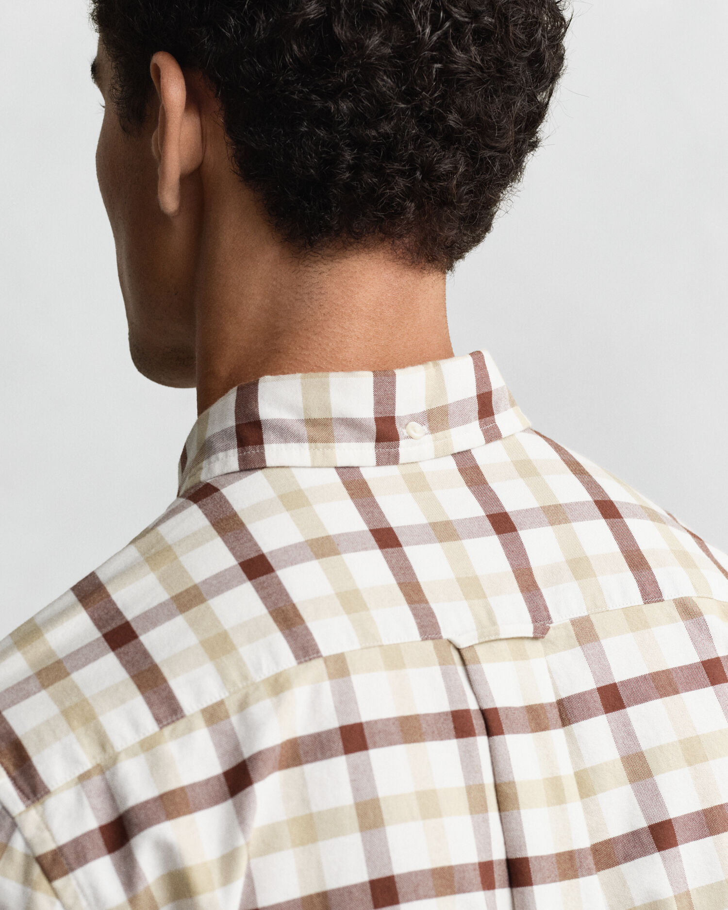 Regular Fit Checked Oxford Shirt — MAHOGANY BROWN