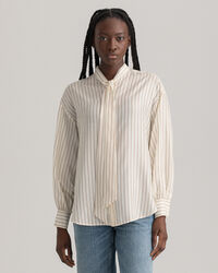 Pinstripe Bow Silk Shirt