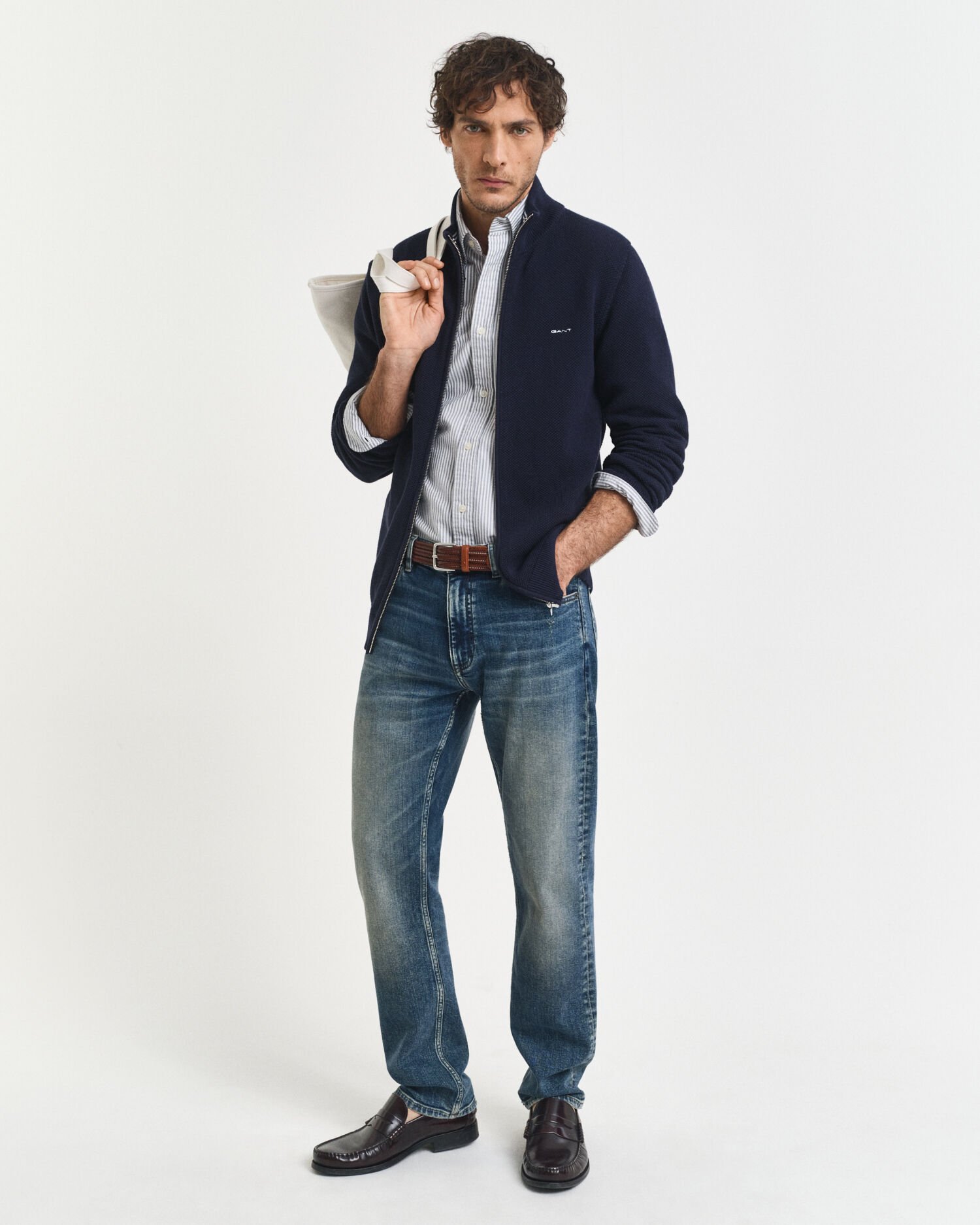 Cotton Piqué Zip Cardigan