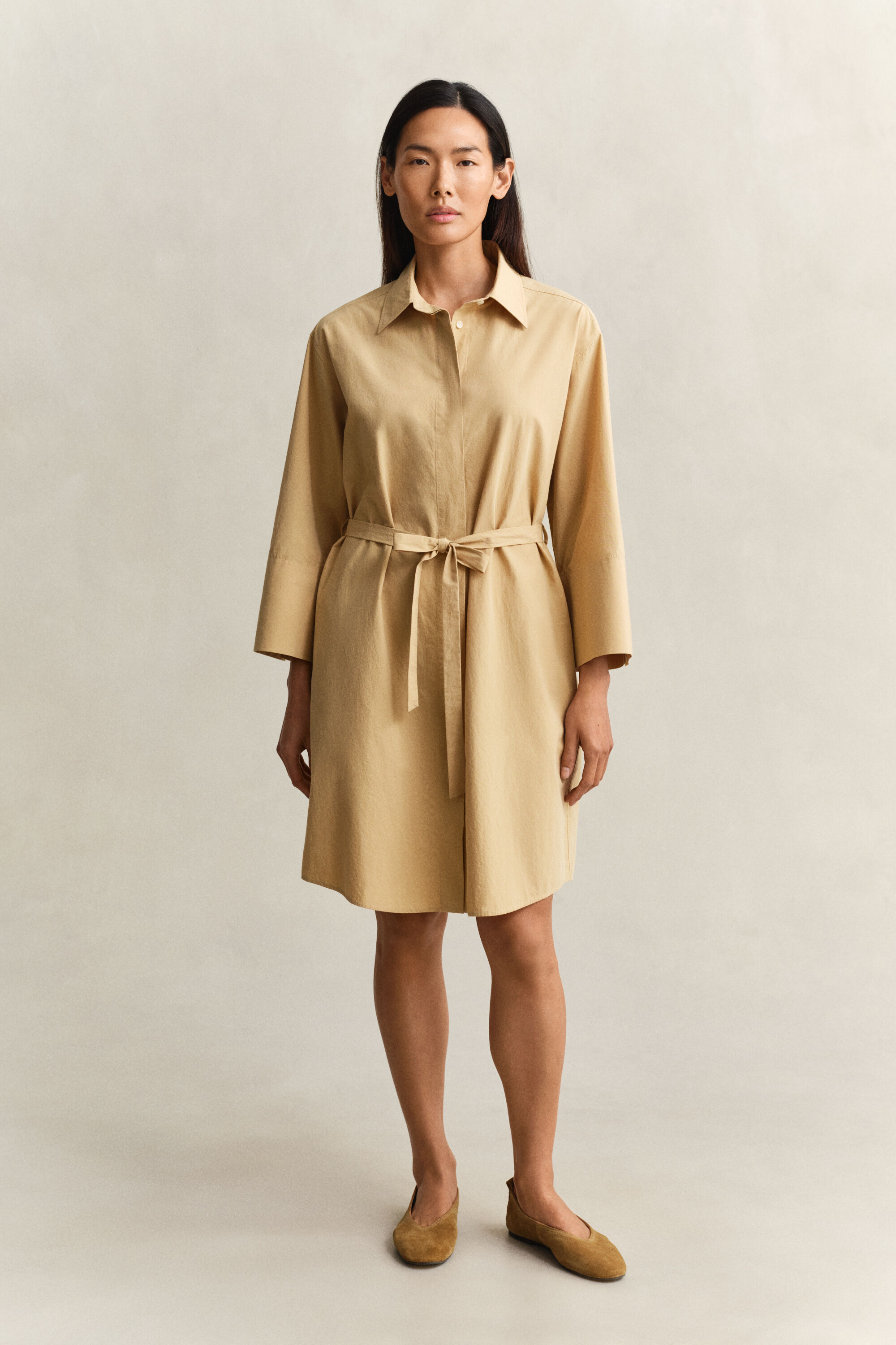 Belted Poplin Shirt Dress