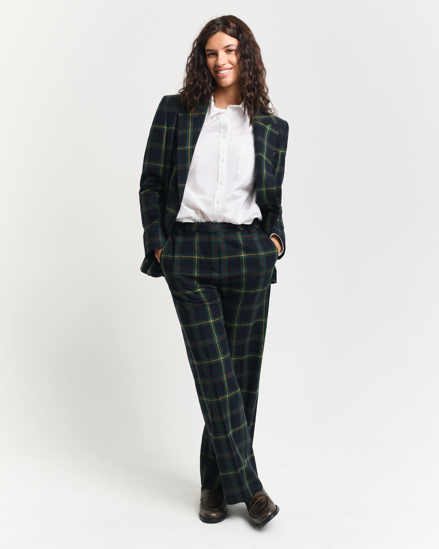 Straight Leg Checked Suit Pants