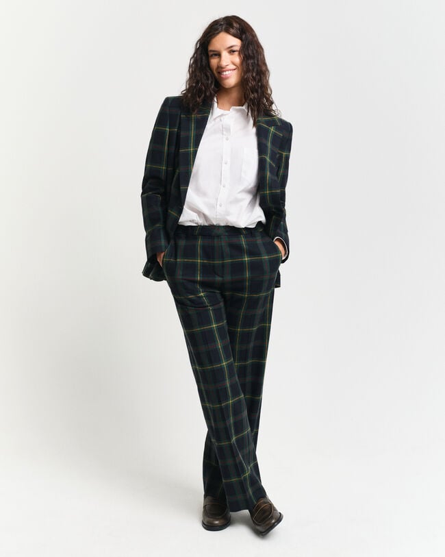Straight Leg Checked Suit Pants