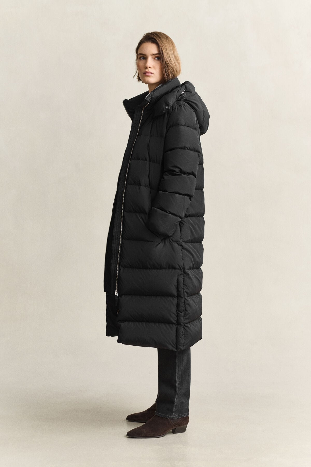 Long Down Coat — BLACK
