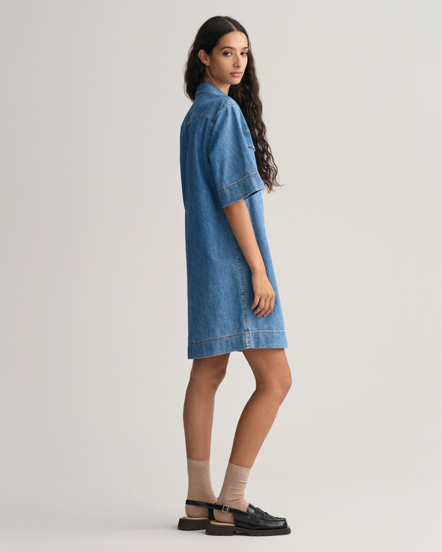 Denim Short Sleeve Shirt Dress
