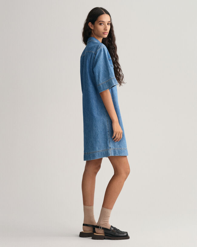 Denim Short Sleeve Shirt Dress