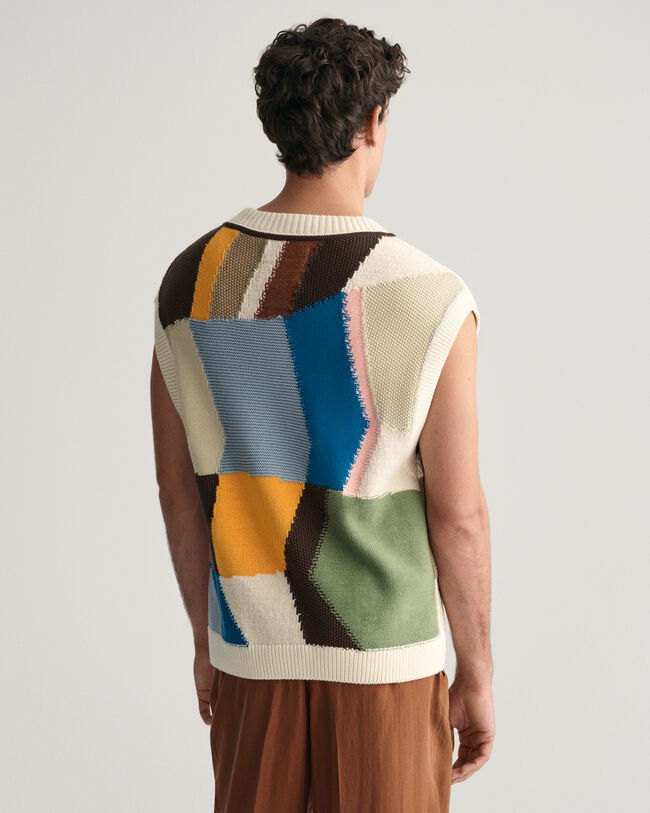 Art Print Knitted Vest