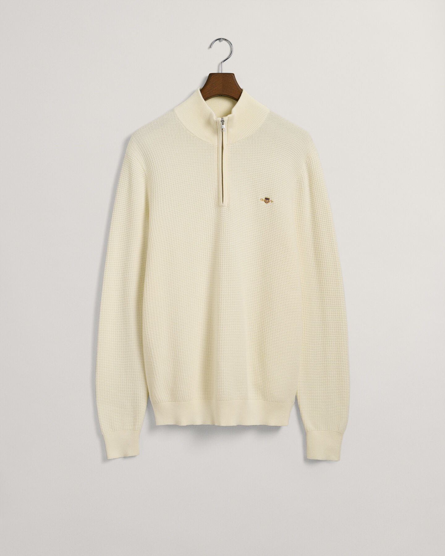 Textured Cotton Half-Zip Sweater