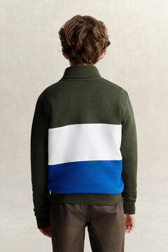 Teen Boys Color Block Half-Zip Sweatshirt — DARK MOSS GREEN 3