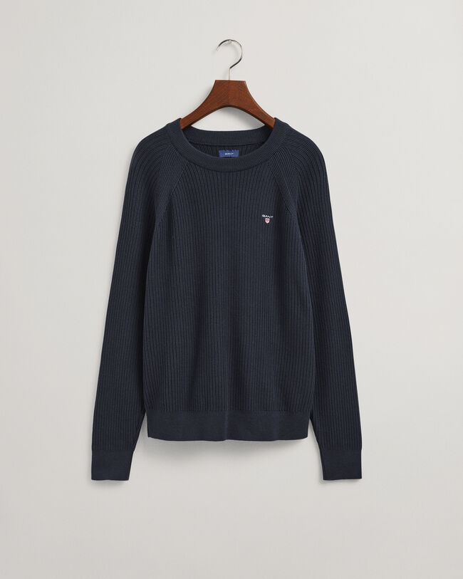 Teens Casual Cotton Ribbed Crew Neck Sweater