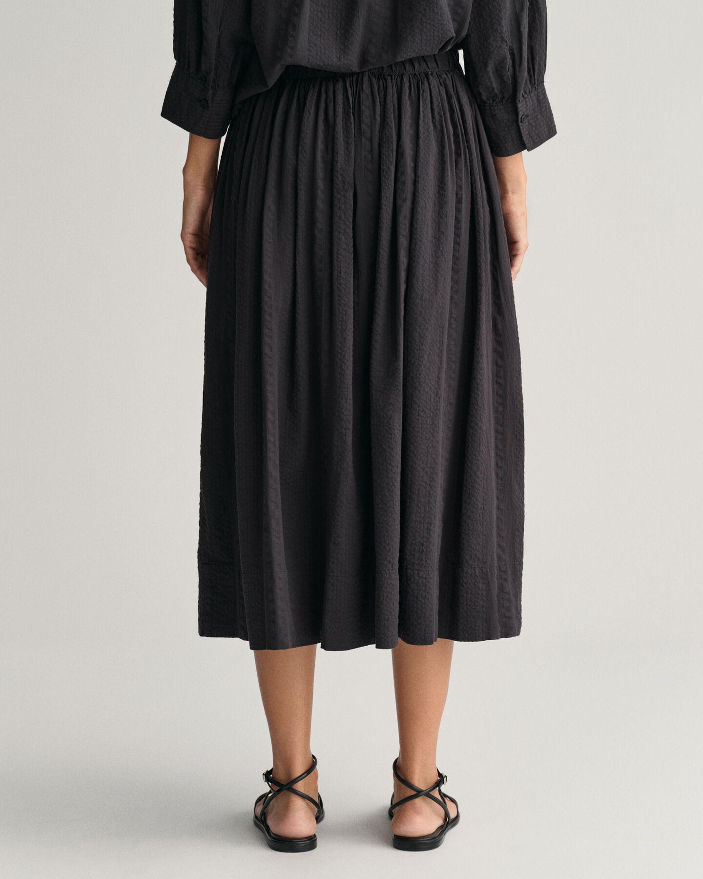 Seersucker Striped Pull-On Skirt