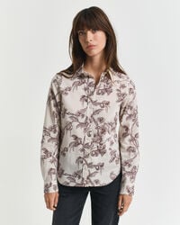 Regular Fit Tree Printed Cotton Voile Shirt