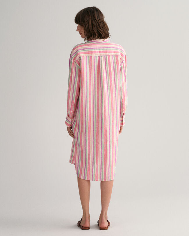 Multi Striped Linen Shirt Dress