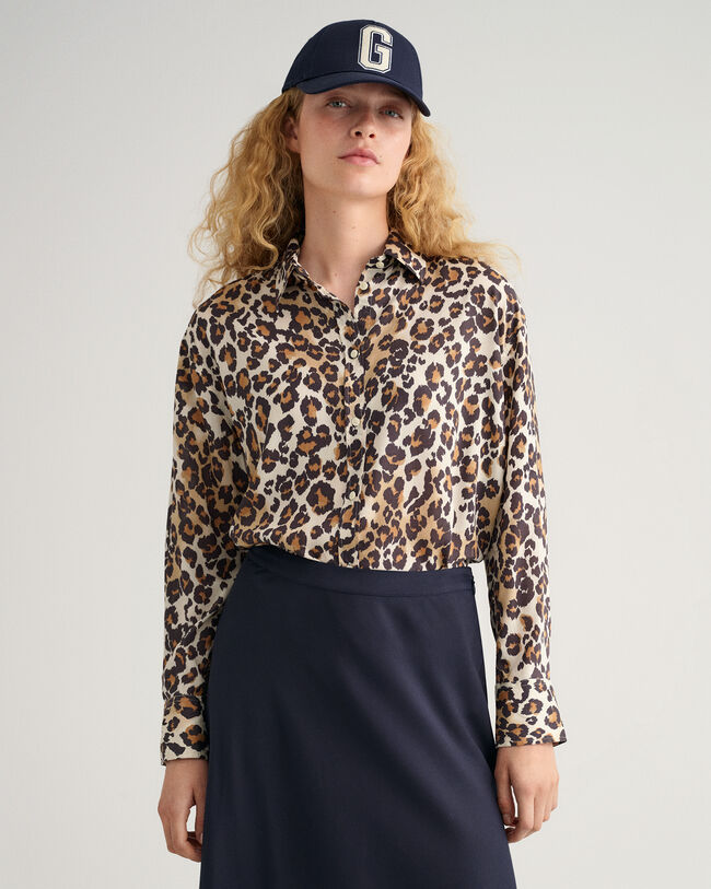 Relaxed Fit Leopard Modal Shirt